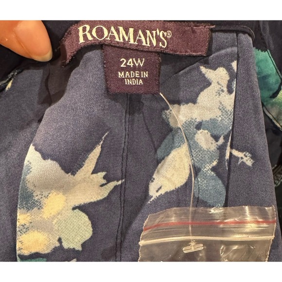 Women's Boho Floral Lace Crochet Trim Blue Tunic Shirt Size 24W Coastal Casual - Picture 10 of 10